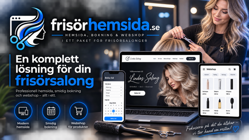 Frisörsalong med onlinebokning på sin egen hemsida